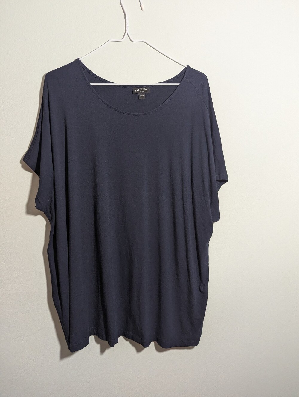 J.Jill Wearever Collection Women's 2X Navy Blue Batwing Short Sleeve Jersey Knit